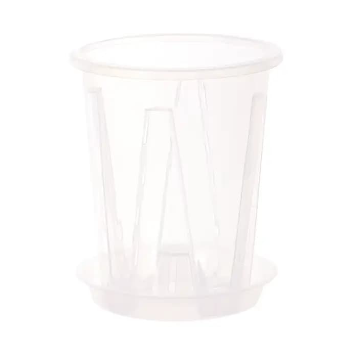 Pot de fleur Transparent avec contrôle des racines, avec plateau, pour plantation d'orchidées Phalae