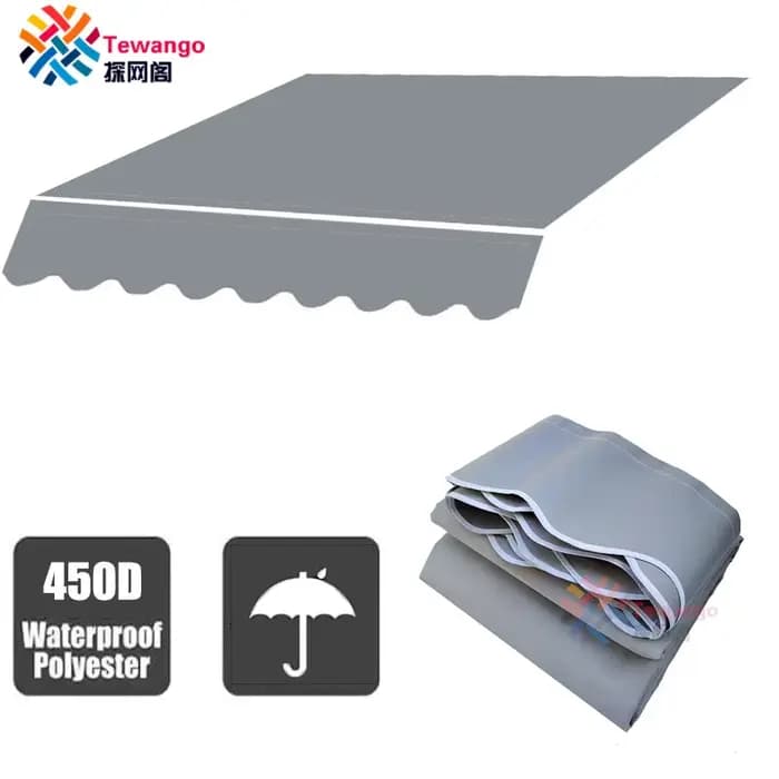 Tissu de remplacement pour auvent gris clair personnalisé, toile d'ombrage 450D de haute qualité, im