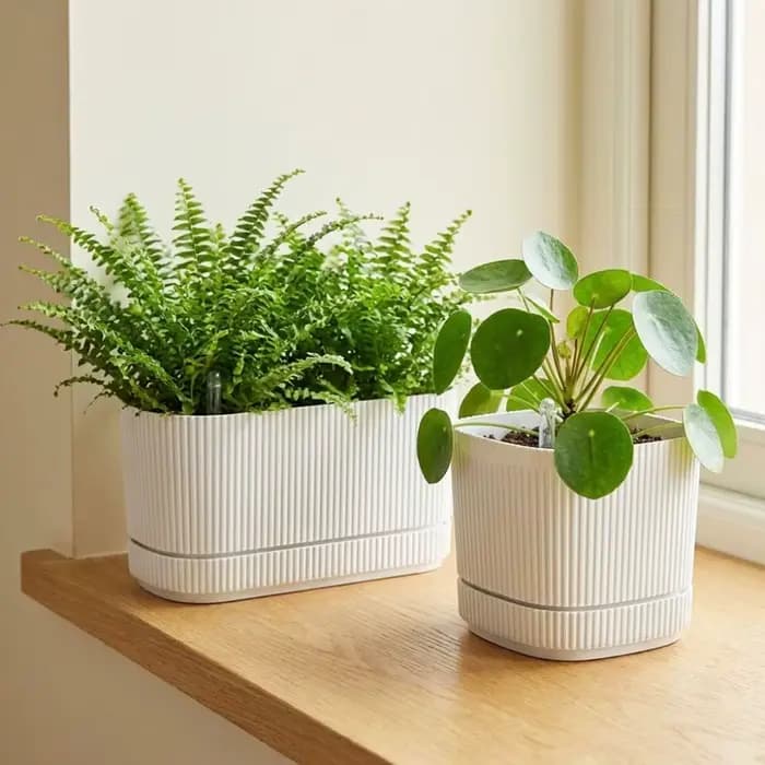 Pot de fleurs auto-arrosant à double couche avec trou de drainage