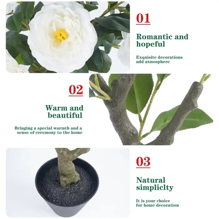 Arbre topiaire Camélia de 85 cm avec pot/support