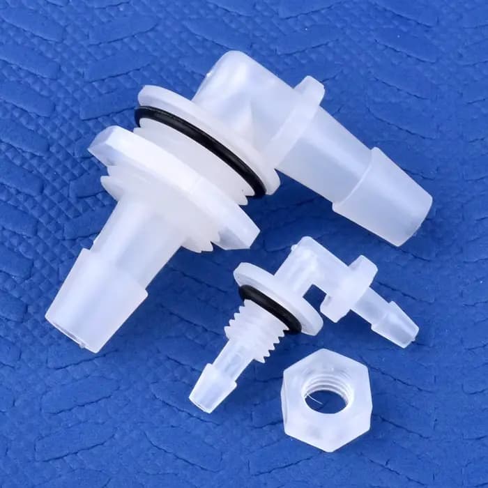 Connecteurs coudés pagode en PP M6 ~ G1/2 à 2.4-11.1mm, avec écrou, joint torique, réservoir d'aquar