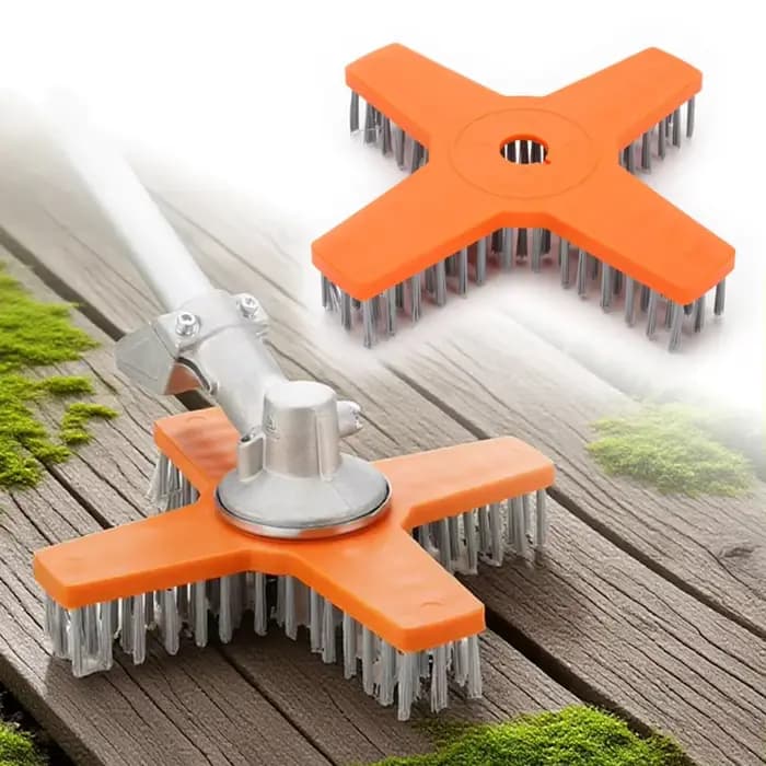 Brosse de nettoyage pour plateformes de tondeuses à gazon avec une configuration de poils denses et une forme ondulée ergonomique pour une couverture efficace