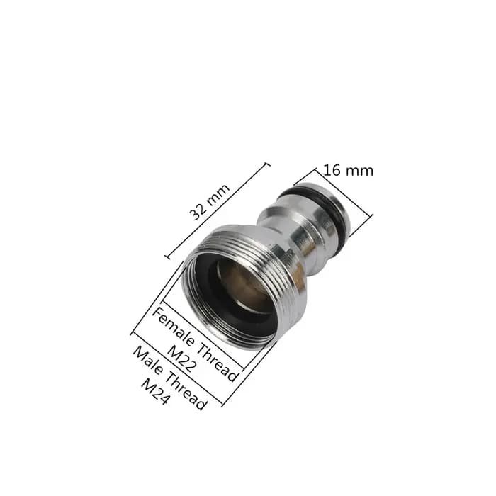 Adaptateur d'arrosage de jardin à raccord rapide en laiton fileté M22 à M24