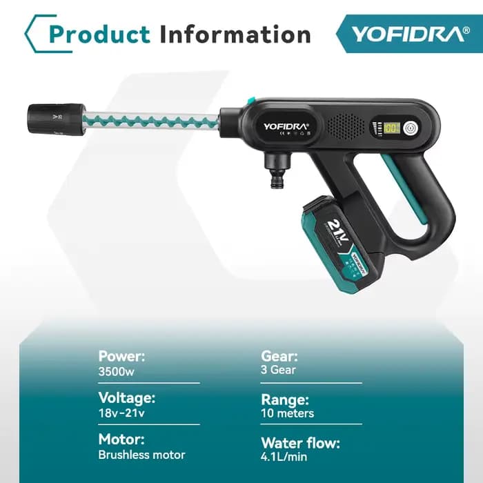 Pistolet de lavage haute pression sans fil YOFIDRA 220 bars, 3 vitesses, pour batterie Makita 21V