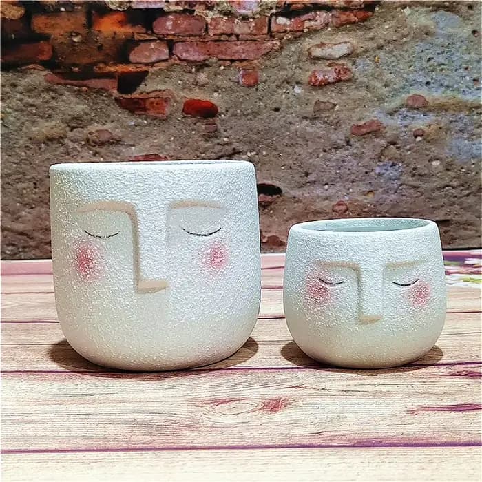 Pot de fleurs en céramique en forme de visage de dessin animé