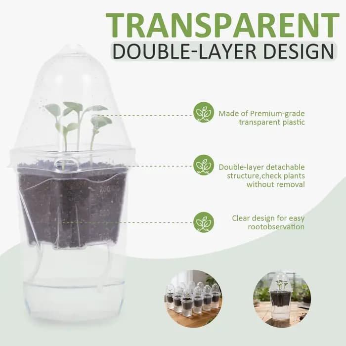 Pot de fleurs auto-arrosant en plastique transparent de 7 pouces