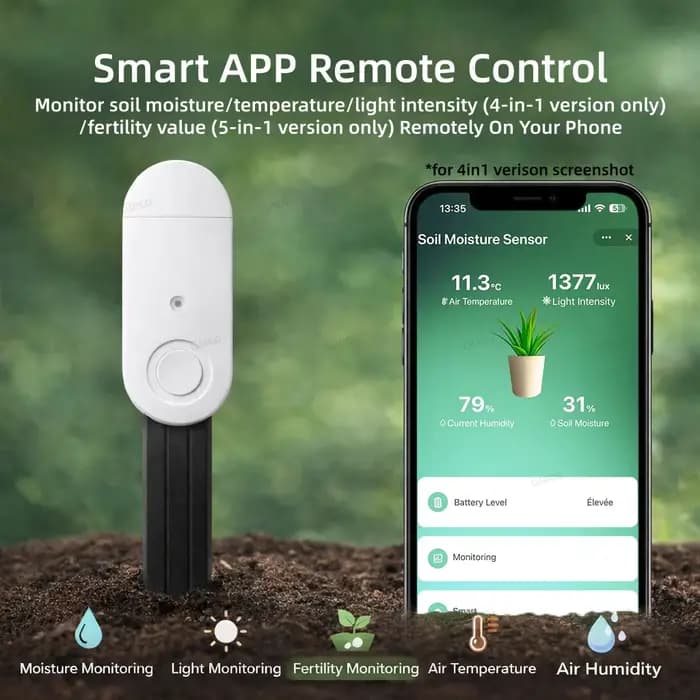 Capteur d'humidité du sol Zigbee, testeur de fertilité, de luminosité du soleil, d'humidité ambiante