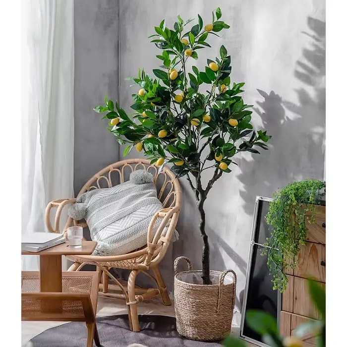 Bonsaï ornemental en plastique, plante de fausse fruits décorative pour la maison, citron artificiel