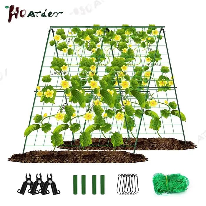 Ensemble de treillis de concombre, cadre en A pour plantes végétales de jardin, Supports de culture
