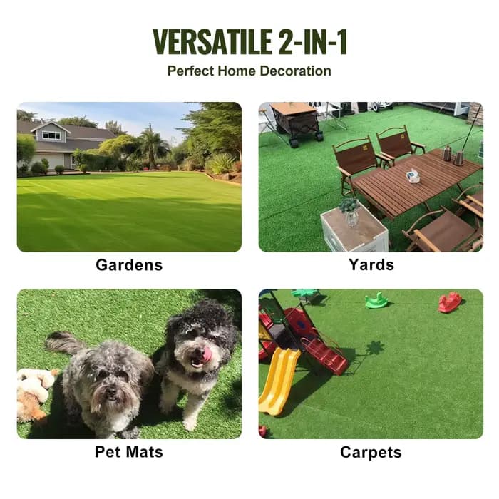 SucceBuy Tapis d'herbe artificielle Gazon vert 1.38/1.57" Faux tapis de porte Décoration extérieure