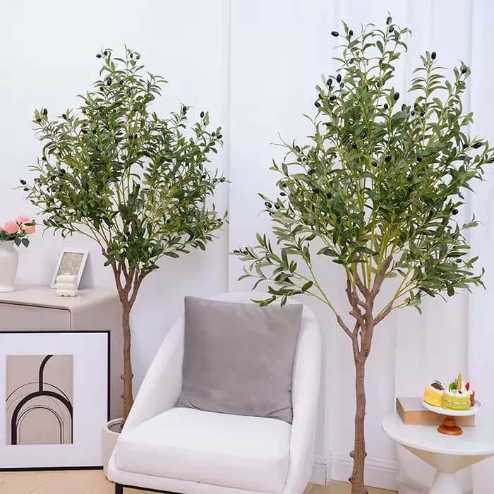 Grand Olive Artificiel au Toucher Réel avec Pot