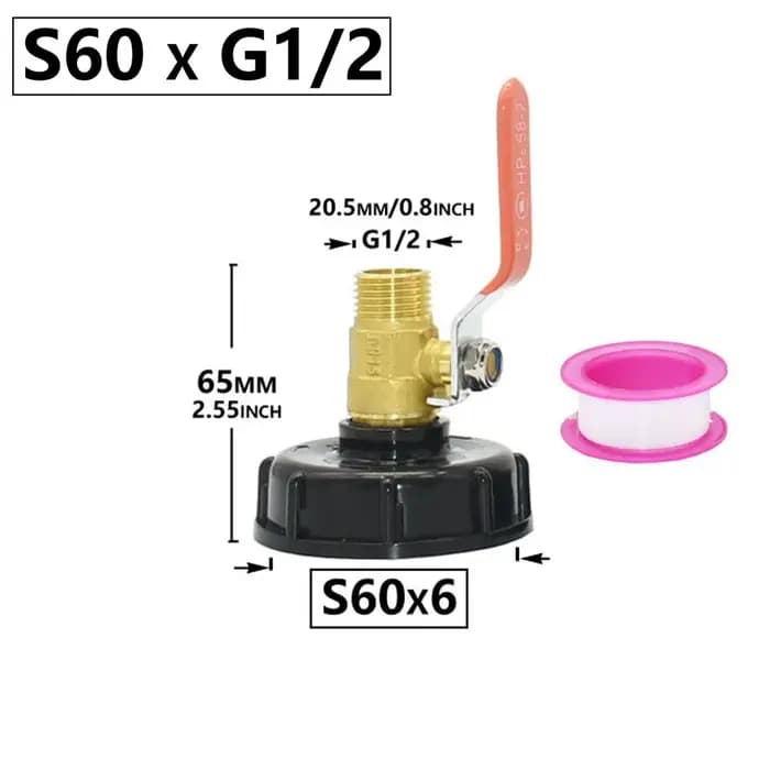 Adaptateur de réservoir IBC S60 x 1/2 3/4