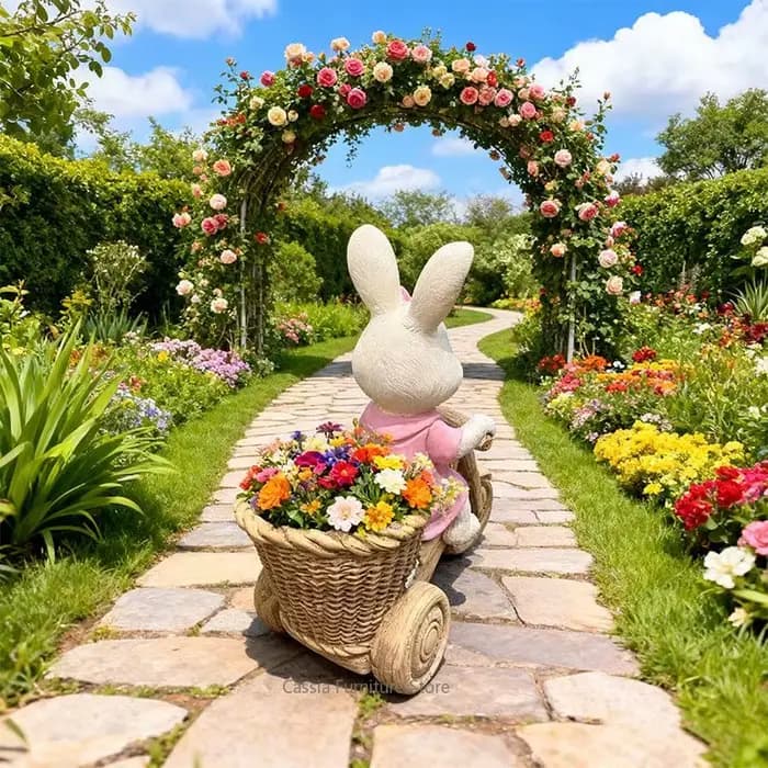 Pot de fleurs en forme de lapin pour jardin
