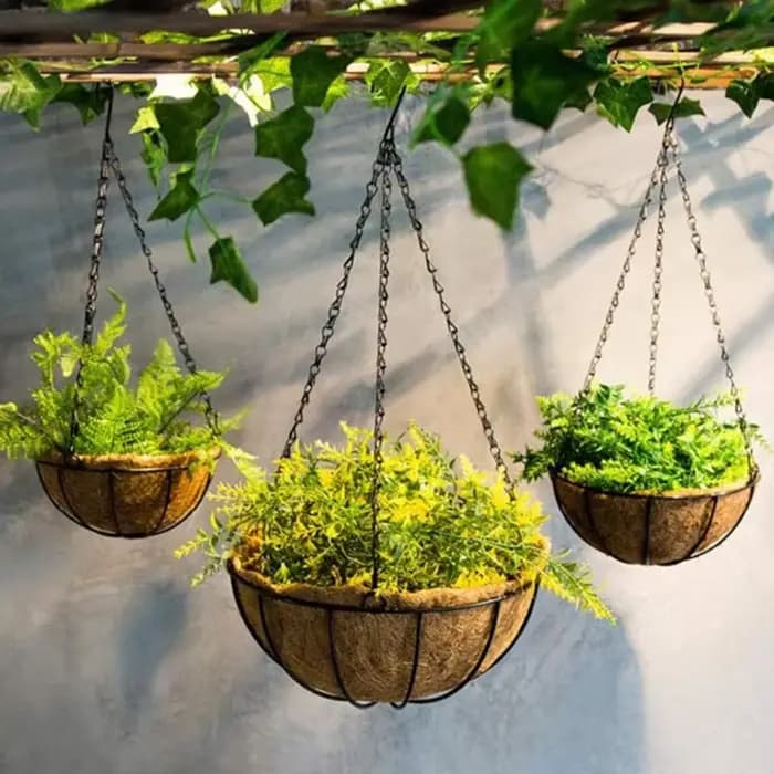 Panier de jardin suspendu 40cm, chaînes métalliques, support de Pots de fleurs, cintre pour plantes