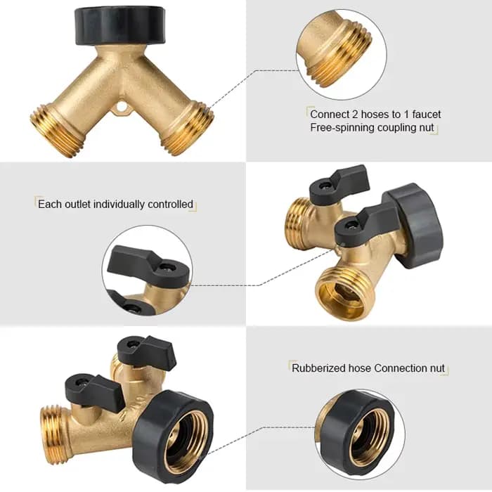 Adaptateur de robinet de connecteur de tuyau d'arrosage en laiton rapDuty, séparateur de tuyau, sépa