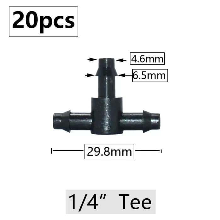 Connecteur de tuyau d'arrosage, 20 pièces, 3mm, 4mm, d'argile goutte à goutte 1/4 en effet et 1/8 en