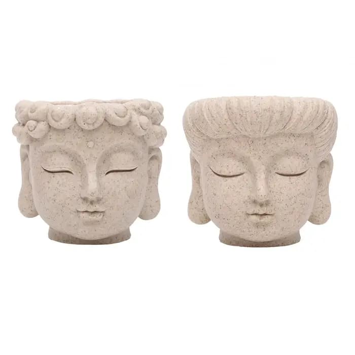 Pot de fleurs en forme de tête de Bouddha, décoration, cadeau, statue, organisateur, conteneur pour plantes, vase à fleurs pour bureau, table de cuisine, centre de table, maison, jardin