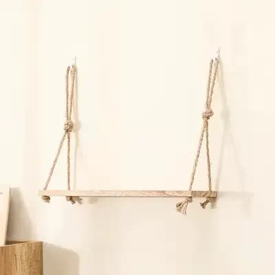 Étagères flottantes en bois pour plantes murales, fleur, balançoire en bois, corde suspendue, rangem