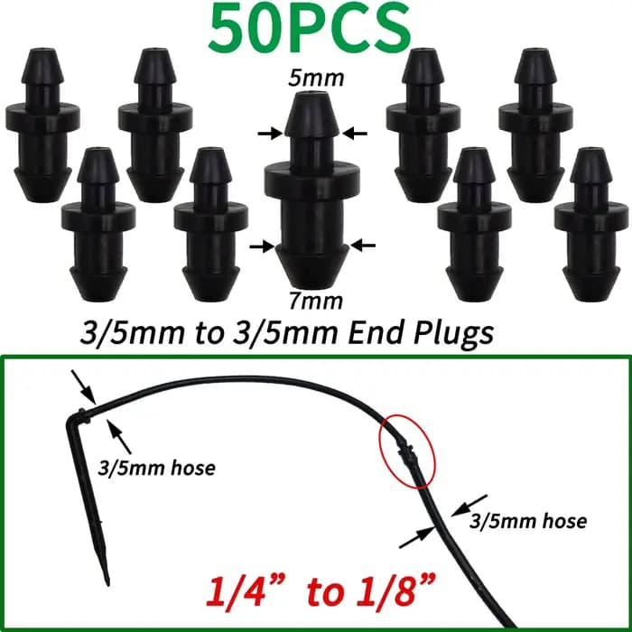 Oasis 50 pièces connecteur en t à 3 voies barbelé en plastique pour tube de 3/5mm raccords de tuyau d'arrosage Micro