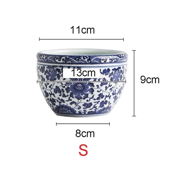 Jingdezhen Pot de fleur en porcelaine bleue et blanche haute température Pot de fleur réservoir d'ea
