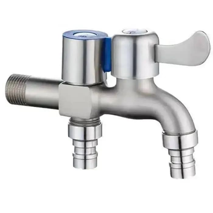Robinet en acier inoxydable, Double sortie, robinet d'eau à Double commande, un sur deux, robinets d