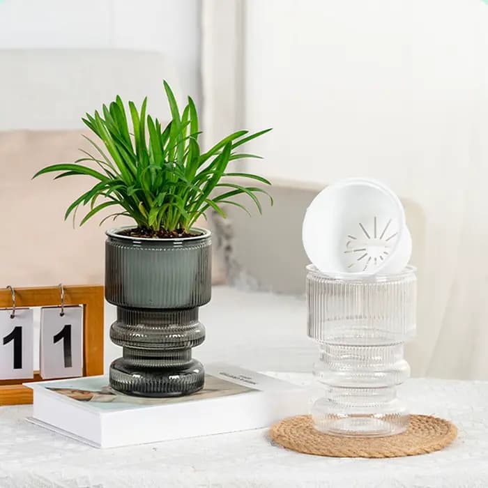 Pot de fleur hydroponique paresseux, pot de fleurs en plastique absorbant l'eau automatique, pot de