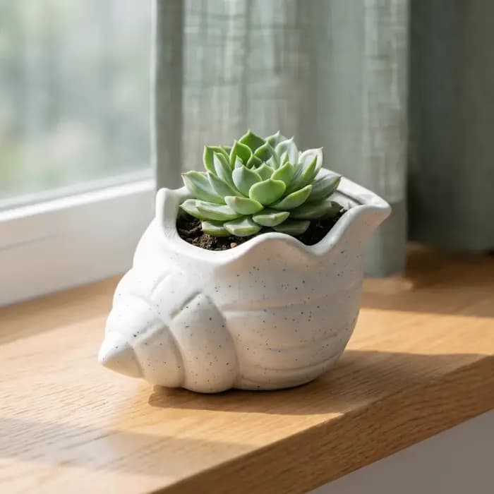 Pot de fleurs créatif en forme de conque imprimé en 3D