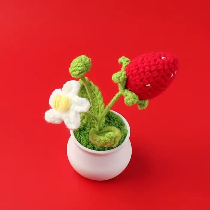 Crochet fraise en Pot créatif tricot Pot de fleur fleurs