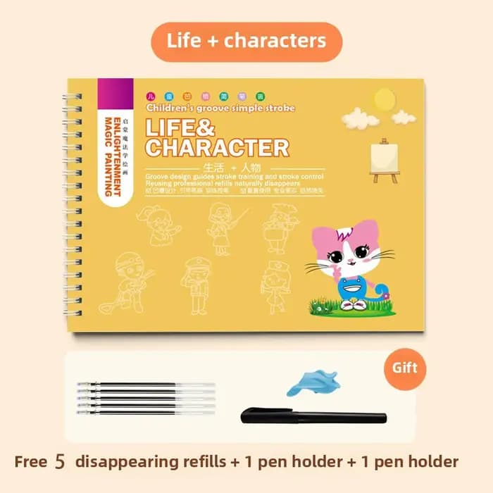 Livres de dessin à rainure réutilisables, conçus pour la pratique de l'écriture, avec lignes à rainure pour exercices de dessin, cahier