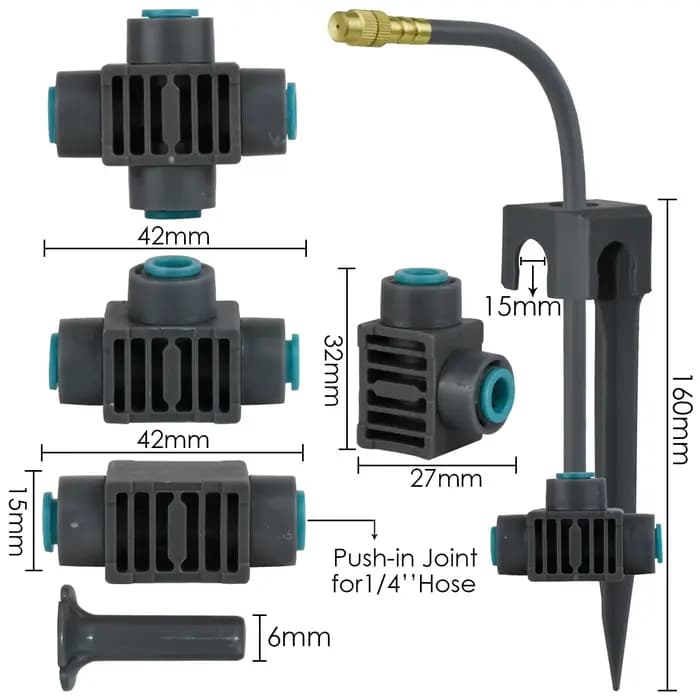 Kit d'irrigation goutte à goutte de jardin 5-30M, pompe auto-amorçante 60W 360 ° Serre de système