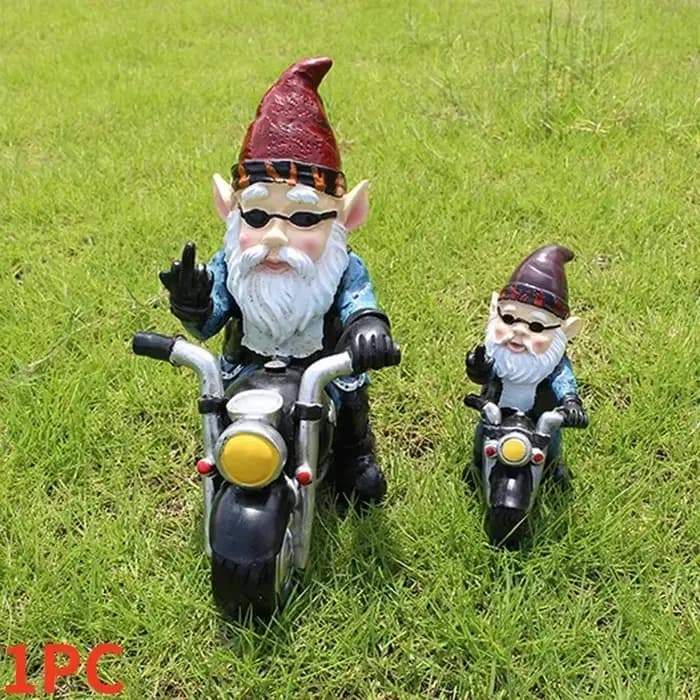 1 pièces Gnome nain résine artisanat décoration de jardin ornements de maison motard vieil homme équ
