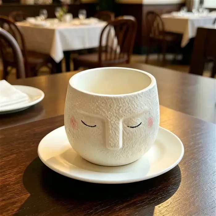 Pot de fleurs en céramique en forme de visage de dessin animé
