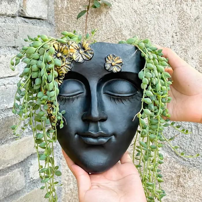 Pot de fleurs mural créatif en forme de visage