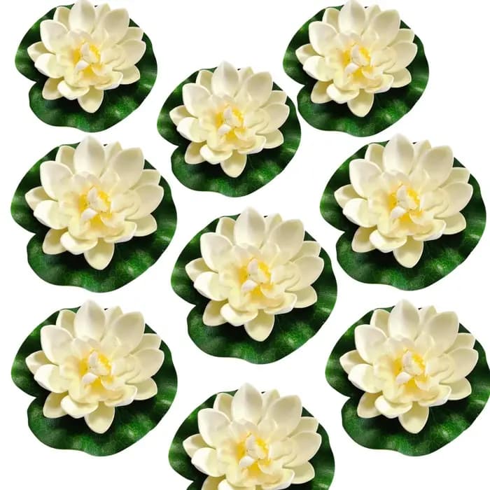 Fleurs de Lotus artificielles 9 pièces avec coussinets de lys