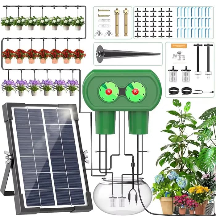 Système d'irrigation solaire, kit d'irrigation goutte-à-goutte à double pompe de type divisé, dispos
