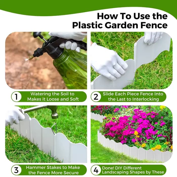 Barrière de jardin fixe 15x14cm, bordure de jardin en plastique, bordure de paysage, Kit de bord de