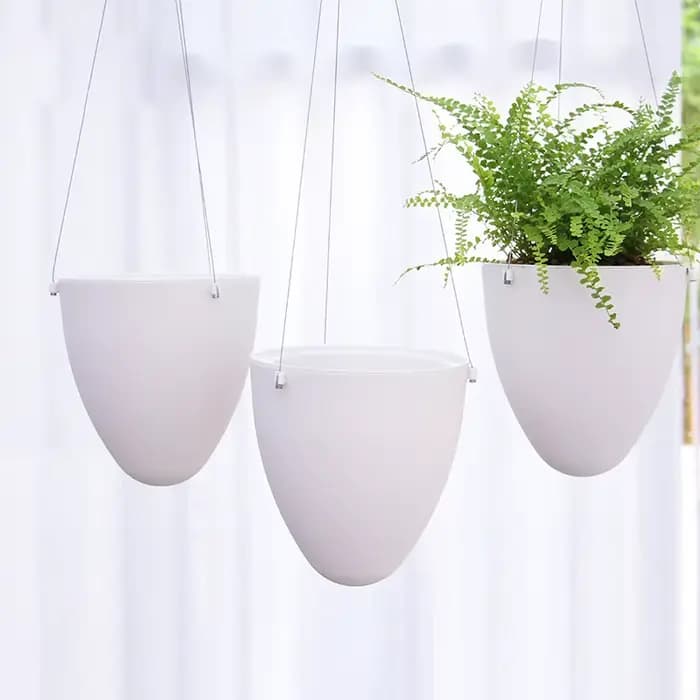 Nouveau bassin suspendu en forme d'œuf blanc Pots de fleurs Pot