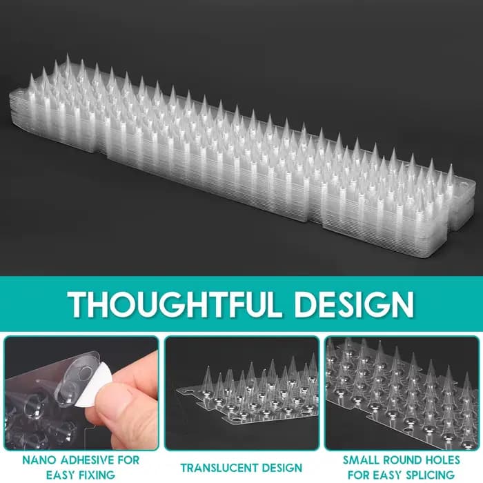 24 pièces répulsif pour oiseaux pointes en plastique Transparent chat intrus dissuasion bande Anti e