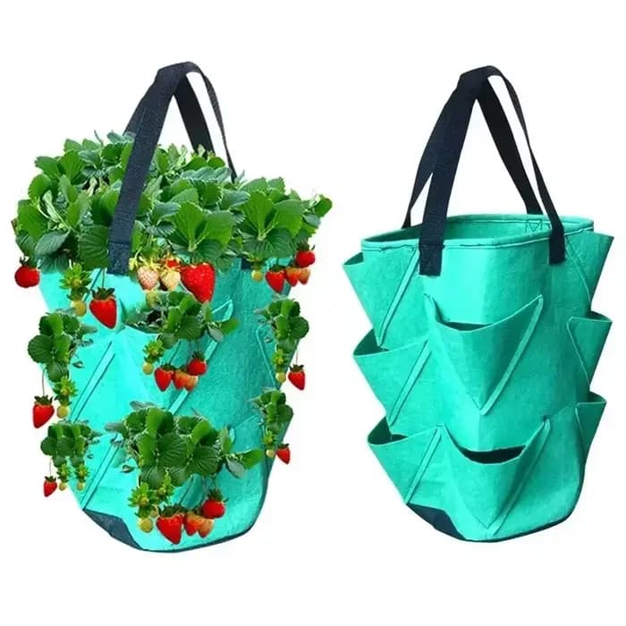 Sac de plantation de fraises en plastique, sac suspendu pour culture de plantes, fournitures de jard