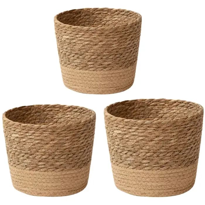 Panier de rangement en rotin tressé à la main pour plantes et fleurs