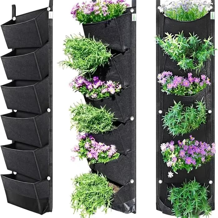 Sacs de plantation en tissu feutre vertical, 6 poches, mur de jardin, confection de plantes vertes v