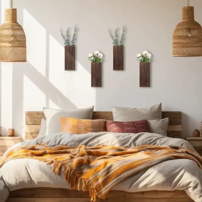 Jardinière murale en bois pour légumes et fleurs séchées, Vase suspendu en bois d'intérieur, décorat