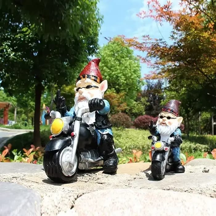 1 pièces Gnome nain résine artisanat décoration de jardin ornements de maison motard vieil homme équ