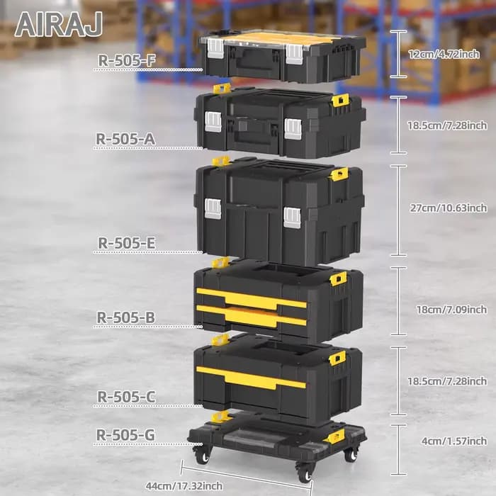 Ensemble de boîtes à outils modulaires empilables - Boîte