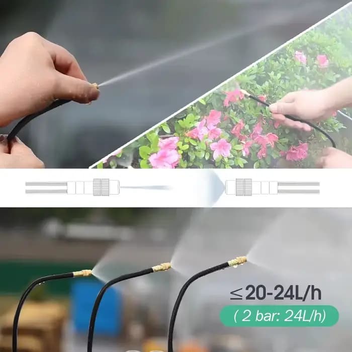20-5m 3/8" 9/12mm Système de refroidissement par brumisation 360 ° Buse en laiton à courbure libre