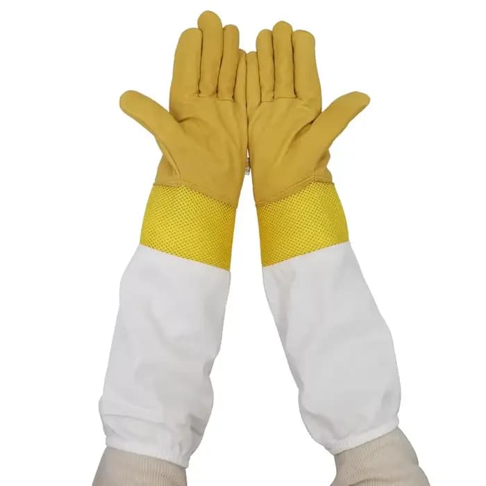 Gants pour apiculture, manches de protection en maille courte jaune