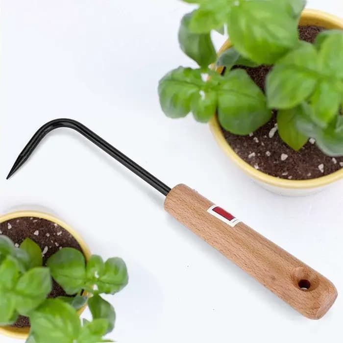 Outil de jardinage pour bonsaï : crochet à racines pour décompactage du sol