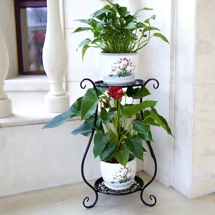 1pc support intérieur et extérieur Simple européen Double couche support de fleurs Pot de fleur salo