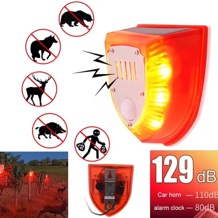 Alarme solaire répulsif pour animaux, Anti-seline de sanglier, alarme professionnelle, antivol, clig