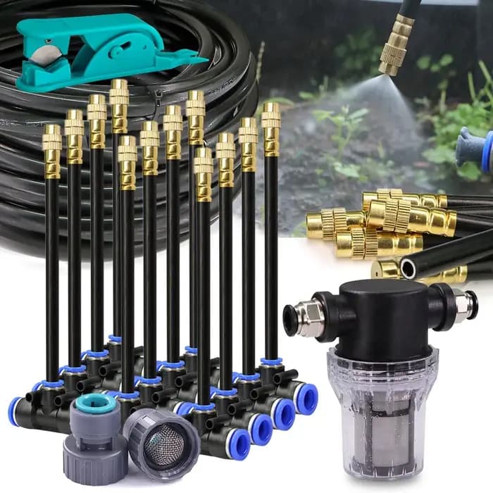 20-5m 3/8" 9/12mm Système de refroidissement par brumisation 360 ° Buse en laiton à courbure libre
